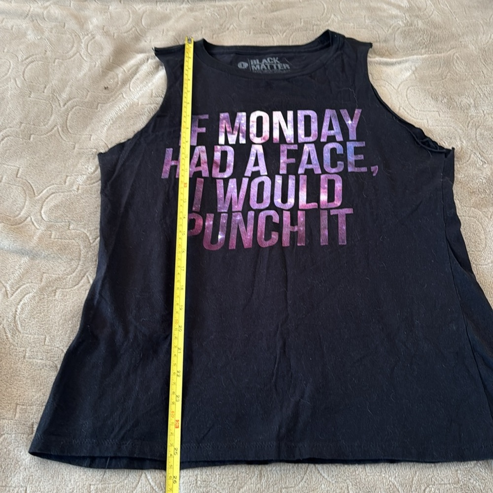 Black Matter Tank Top with Purple lettering Size L - Picture 6 of 8